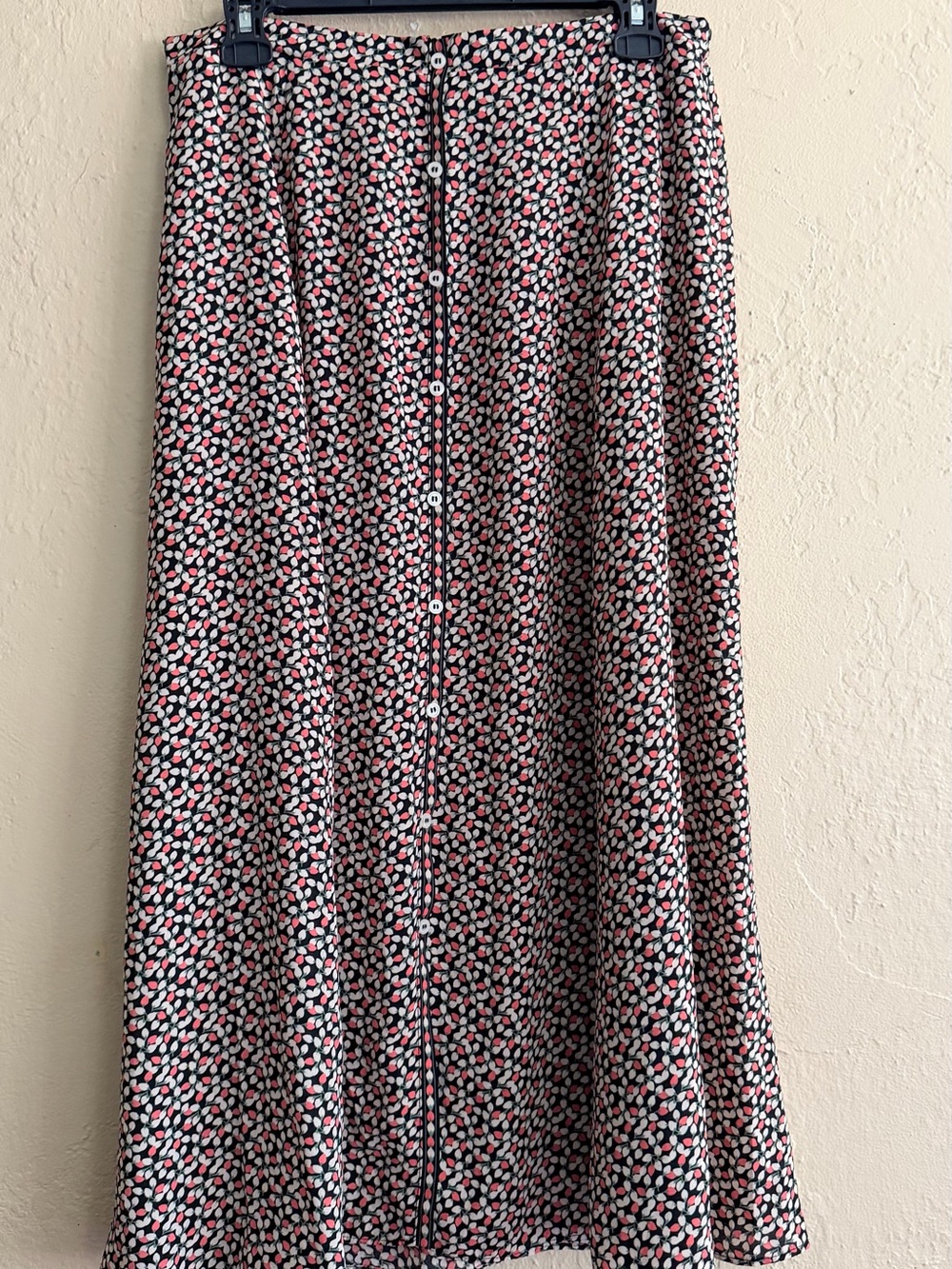 Max Studio Black Maxi Skirt with Pink and White Dot Print